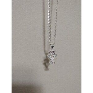 Genuine 925 Sterling Silver Initial  Pendant Y  Necklace Men's Women's Jewelry